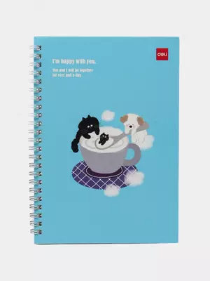 Bloknot (chiziq) "Deli" A5, 60 varaq, qattiq qopqoq, metall. spiral (Art. - 560-ELA-LX-05) Moviy