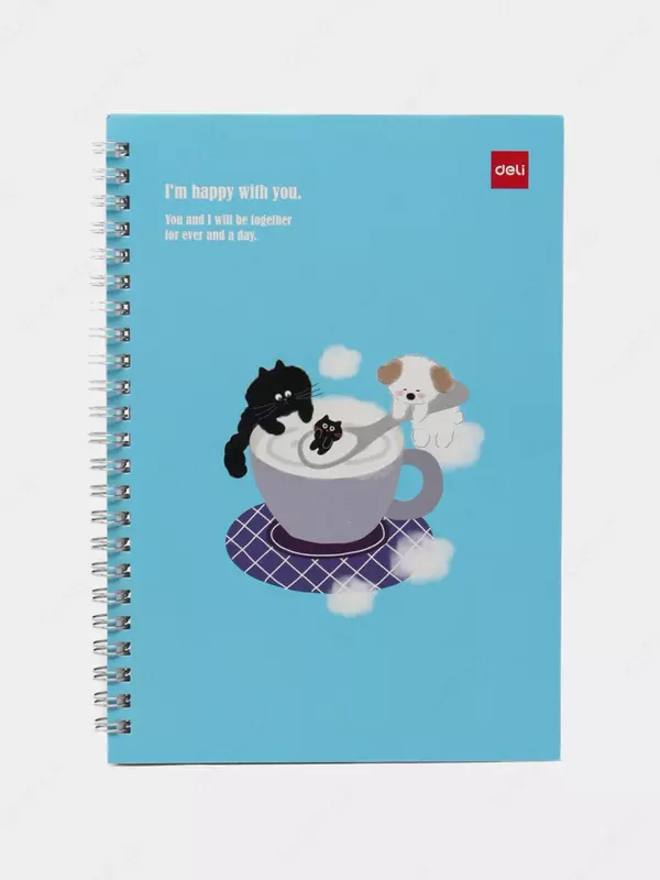 Bloknot (chiziq) "Deli" A5, 60 varaq, qattiq qopqoq, metall. spiral (Art. - 560-ELA-LX-05) Moviy