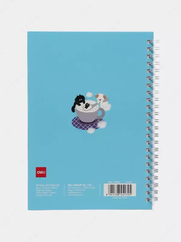 Bloknot (chiziq) "Deli" A5, 60 varaq, qattiq qopqoq, metall. spiral (Art. - 560-ELA-LX-05) Moviy