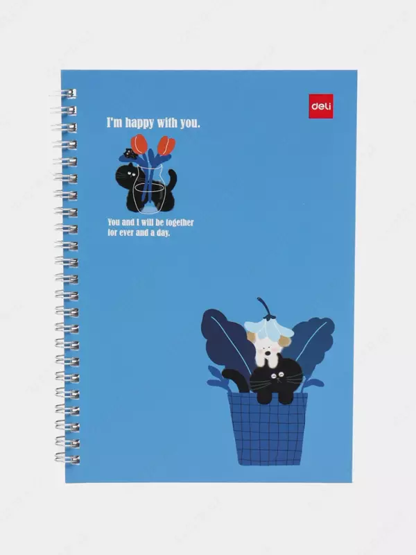 Блокнот (линия) "Deli" А5, 60 л., твердая обложка, металлич. спираль (Арт. - 560-ELA-LX-05) Светло-синий