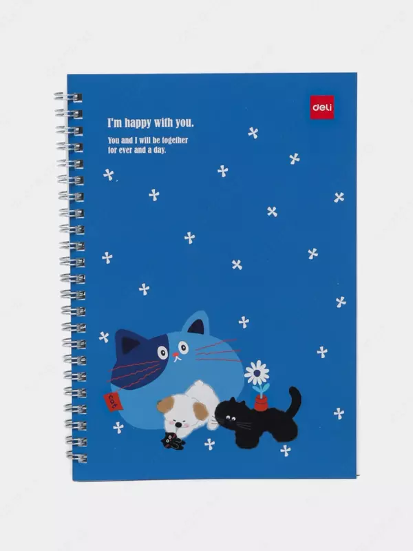 Блокнот (линия) "Deli" А5, 60 л., твердая обложка, металлич. спираль (Арт. - 560-ELA-LX-05) Темно-синий