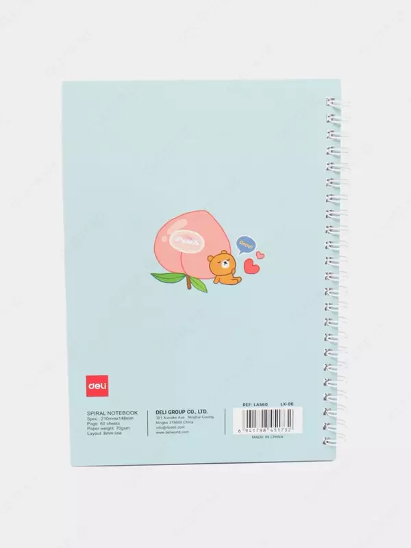 Блокнот для записей (линия) "Deli JIUCY" А5, 60 л., твердая обложка, пласт. спираль (Арт. - 560-ELA-LX-06)