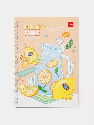 Блокнот для записей (линия) "Deli FIKA TIME" А5, 60 л., твердая обложка, пласт. спираль (Арт. - 560-ELA-LX-06)