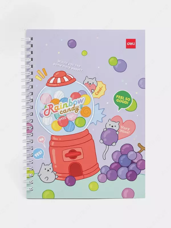 Блокнот для записей (линия) "Deli RAINBOW CANDY" А5, 60 л., твердая обложка, пласт. спираль (Арт. - 560-ELA-LX-06)