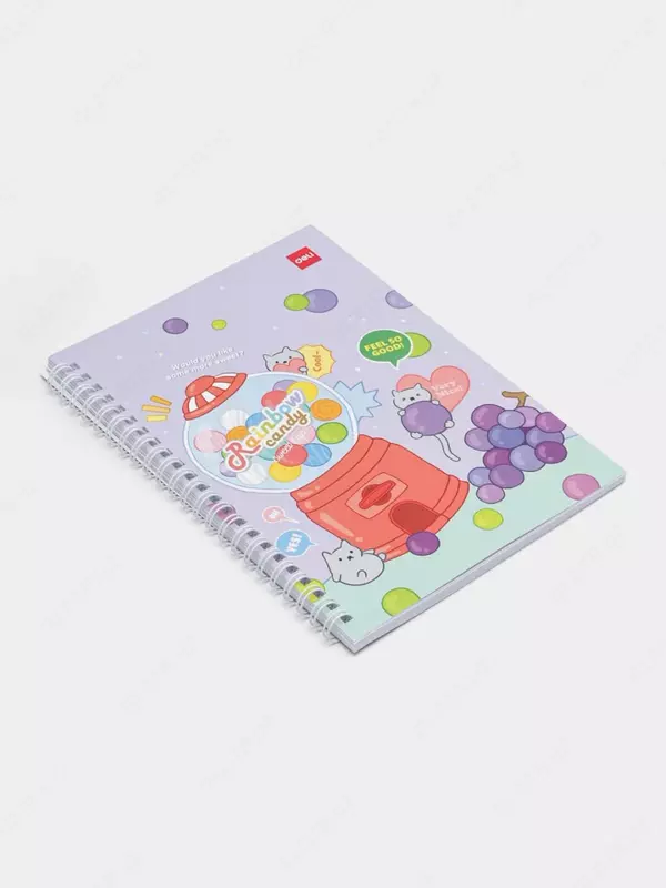 Блокнот для записей (линия) "Deli RAINBOW CANDY" А5, 60 л., твердая обложка, пласт. спираль (Арт. - 560-ELA-LX-06)