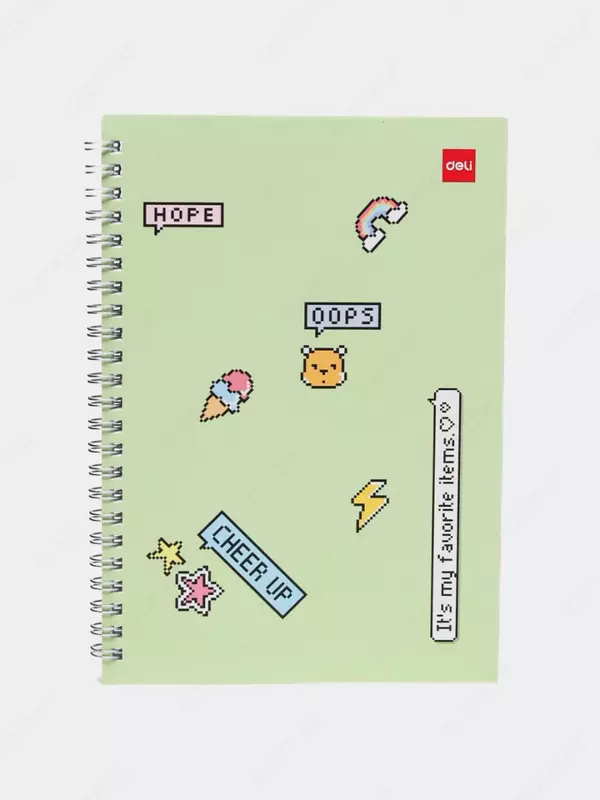 Блокнот (линия) "Deli OOPS!" А5, 60 л., твердая обложка, металлич. спираль (Арт. - 560-ELA-LX-07) Зеленый