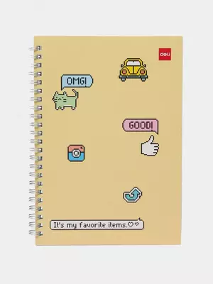 Блокнот (линия) "Deli OMGI" А5, 60 л., твердая обложка, металлич. спираль (Арт. - 560-ELA-LX-07) Желтый