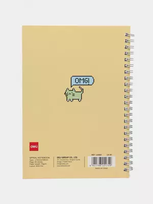 Блокнот (линия) "Deli OMGI" А5, 60 л., твердая обложка, металлич. спираль (Арт. - 560-ELA-LX-07) Желтый