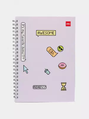 Блокнот (линия) "Deli YES" А5, 60 л., твердая обложка, металлич. спираль (Арт. - 560-ELA-LX-07) Лавандовый