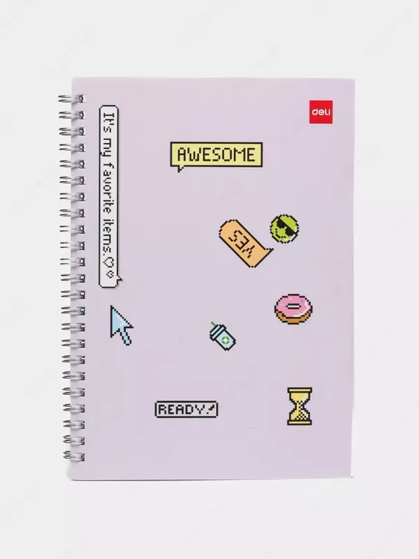 Блокнот (линия) "Deli YES" А5, 60 л., твердая обложка, металлич. спираль (Арт. - 560-ELA-LX-07) Лавандовый