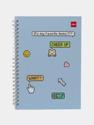 Блокнот (линия) "Deli WHAT?" А5, 60 л., твердая обложка, металлич. спираль (Арт. - 560-ELA-LX-07) Синий