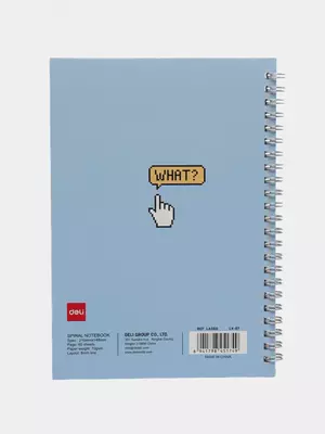 Блокнот (линия) "Deli WHAT?" А5, 60 л., твердая обложка, металлич. спираль (Арт. - 560-ELA-LX-07) Синий