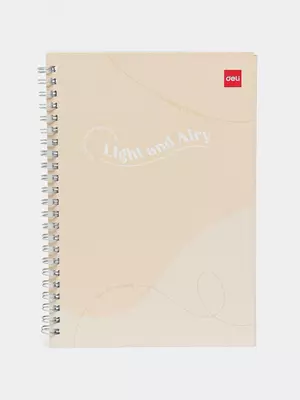 Блокнот (линия) "Deli Light and Airy" А5, 60 л., твердая обложка, металлич. спираль (Арт. - 560-ELA-LX-20) Бежевый