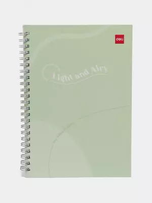 Блокнот (линия) "Deli Light and Airy" А5, 60 л., твердая обложка, металлич. спираль (Арт. - 560-ELA-LX-20) Светло-зеленый