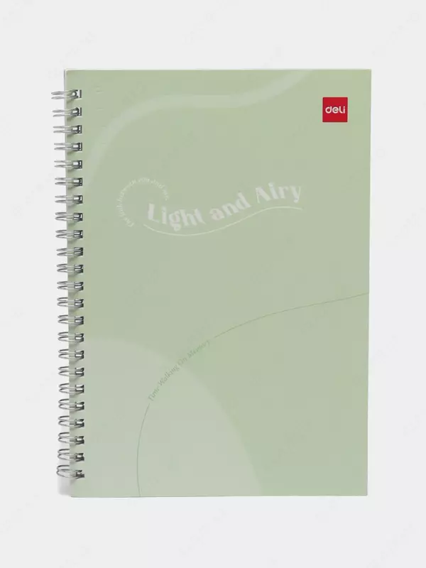 Блокнот (линия) "Deli Light and Airy" А5, 60 л., твердая обложка, металлич. спираль (Арт. - 560-ELA-LX-20) Светло-зеленый