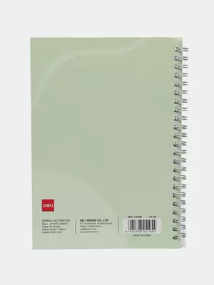 Блокнот (линия) "Deli Light and Airy" А5, 60 л., твердая обложка, металлич. спираль (Арт. - 560-ELA-LX-20) Светло-зеленый