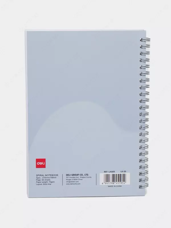 Daftar (chiziq) "Deli Light and Airy" A5, 60 varaq, qattiq qopqoq, metall. spiral (Art. - 560-ELA-LX-20) Ochiq ko'k