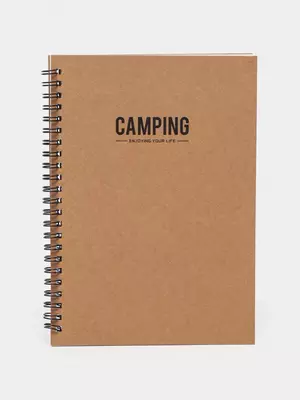 Блокнот (линия) "Deli Camping" А5, 60 л., твердая обложка, металлич. спираль (Арт. - 560-ELA-LX-22) Коричневый