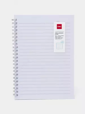 Блокнот  для записей (линия) "Deli" А5, 60 л., твердая пластиковая обложка, металлич. спираль (Арт. - 560-ELPA-LX-18) Прозрачный