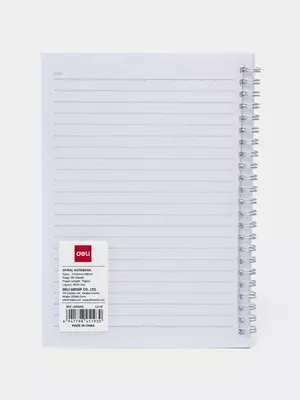 Блокнот  для записей (линия) "Deli" А5, 60 л., твердая пластиковая обложка, металлич. спираль (Арт. - 560-ELPA-LX-18) Прозрачный