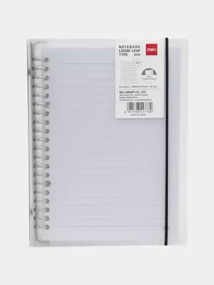 Блокнот для записей (линия) "Deli" А5, 60 л., твердая пластиковая обложка, металлич. спираль, замена внутр. блока (Арт. - 203-EN-cl) Прозрачный