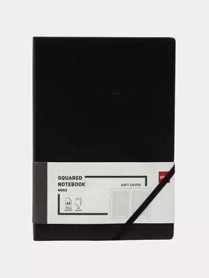 Блокнот для записей (клетка) "Deli Trouvaille" А5, 96 л., мягкая обложка, застежка-резинка, цветной срез стр. (Арт. - 002-N) Черный