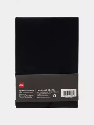 Блокнот для записей (клетка) "Deli Trouvaille" А5, 96 л., мягкая обложка, застежка-резинка, цветной срез стр. (Арт. - 002-N) Черный