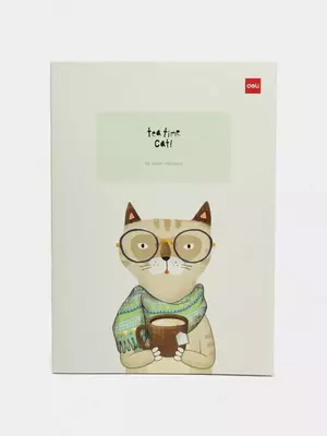 Блокнот для записей (линия) "Deli Tea time Cat", В5, 40 л, твердая обложка (Арт. - 540-ENB-FX-16) Ассортимент