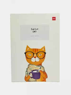 Блокнот для записей (линия) "Deli Tea time Cat", В5, 40 л, твердая обложка (Арт. - 540-ENB-FX-16) Ассортимент