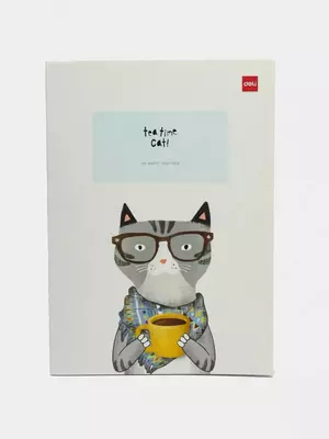 Блокнот для записей (линия) "Deli Tea time Cat", В5, 40 л, твердая обложка (Арт. - 540-ENB-FX-16) Ассортимент