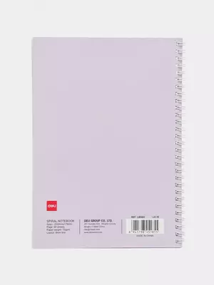 Блокнот (линия) "Deli Notebook" В5, 60 л., твердая обложка, пласт. спираль (Арт. - 560-ELB-LX-10) Лавандовый