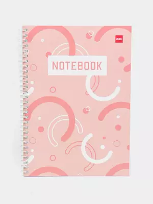 Daftar (chiziq) "Deli Notebook" B5, 60 varaq, qattiq qopqoq, plastmassa. spiral (Art. - 560-ELB-LX-10) Pushti