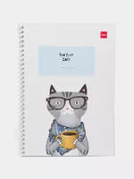 Блокнот (линия) "Deli Tea time Cat" Серый кот