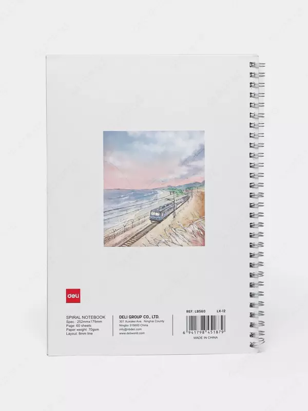 Блокнот (линия) "Deli Slow Life" В5, 60 л., твердая обложка, металлич. спираль (Арт. - 560-ELB-LX-12)