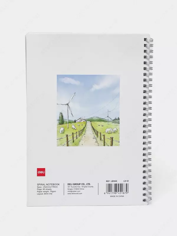 Daftar (chiziq) "Deli Slow Life" B5, 60 varaq, qattiq qopqoq, metall. spiral (modda - 560-ELB-LX-12)