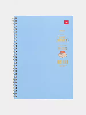Блокнот (линия) "Deli Happy Market" В5, 60 л., твердая обложка, металлич. спираль (Арт. - 560-ELB-LX-13) Голубой