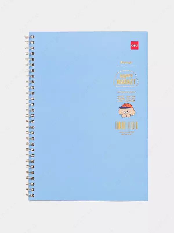 Блокнот (линия) "Deli Happy Market" В5, 60 л., твердая обложка, металлич. спираль (Арт. - 560-ELB-LX-13) Голубой