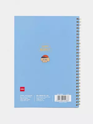 Блокнот (линия) "Deli Happy Market" В5, 60 л., твердая обложка, металлич. спираль (Арт. - 560-ELB-LX-13) Голубой