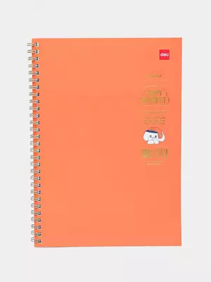 Daftar (chiziq) "Deli Happy Market" B5, 60 varaq, qattiq qopqoq, metall. spiral (Art. - 560-ELB-LX-13) Apelsin