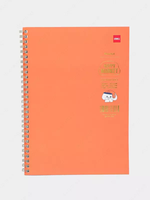 Блокнот (линия) "Deli Happy Market" В5, 60 л., твердая обложка, металлич. спираль (Арт. - 560-ELB-LX-13) Оранжевый