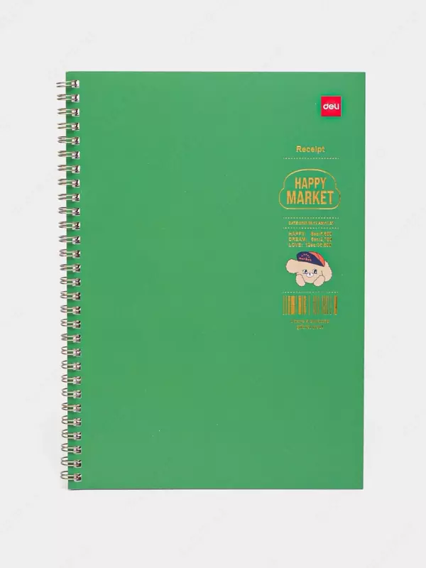 Блокнот (линия) "Deli Happy Market" В5, 60 л., твердая обложка, металлич. спираль (Арт. - 560-ELB-LX-13) Темно-зеленый