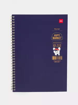 Блокнот (линия) "Deli Happy Market" В5, 60 л., твердая обложка, металлич. спираль (Арт. - 560-ELB-LX-13) Темно-синий