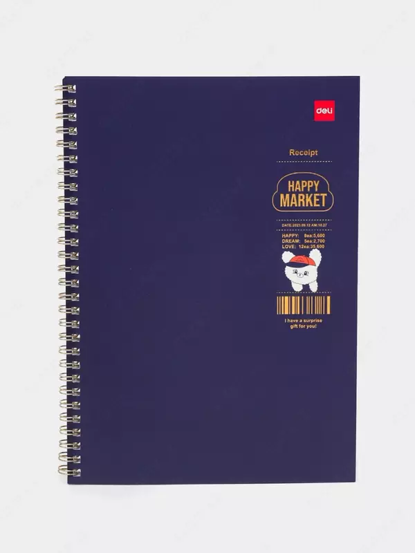 Блокнот (линия) "Deli Happy Market" В5, 60 л., твердая обложка, металлич. спираль (Арт. - 560-ELB-LX-13) Темно-синий