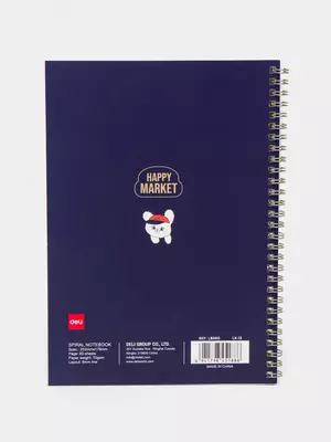 Блокнот (линия) "Deli Happy Market" В5, 60 л., твердая обложка, металлич. спираль (Арт. - 560-ELB-LX-13) Темно-синий
