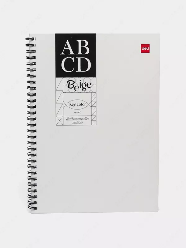 Блокнот (линия) "Deli ABCD Beige", В5, 60 л., твердая обложка, пласт. спираль (Арт. - 560-ELB-LX-14) Белый