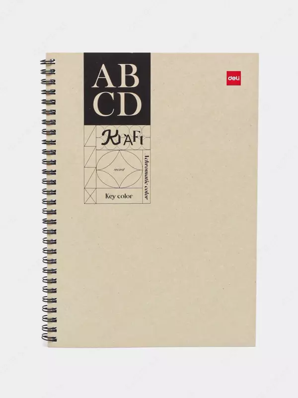 Блокнот (линия) "Deli ABCD Kraft", В5, 60 л., твердая обложка, пласт. спираль (Арт. - 560-ELB-LX-14) Светло-коричневый