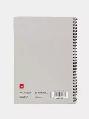 Noutbuk (chiziq) "Deli ABCD Grey B5, 60 l., qattiq qopqoq, plastik spiral (Art. - 560-ELB-LX-14) Kulrang
