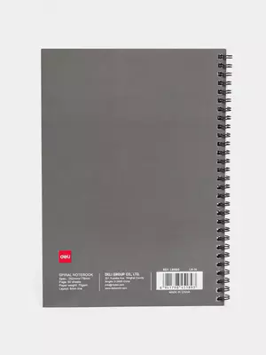 Блокнот (линия) "Deli ABCD Dark Gray" В5, 60 л., твердая обложка, пласт. спираль (Арт. - 560-ELB-LX-14) Темно-серый