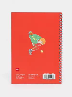 Блокнот (линия) "Deli Trend SPORT", В5, 60 л., твердая обложка, металлич. спираль (Арт. - 560-ELB-LX-15) Белый/Красный