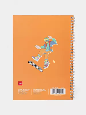 Блокнот (линия) "Deli Trend SPORT", В5, 60 л., твердая обложка, металлич. спираль (Арт. - 560-ELB-LX-15) Белый/Оранжевый